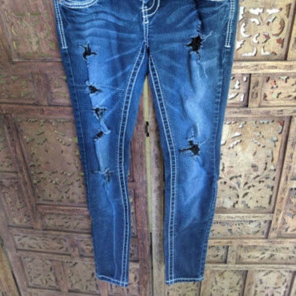 Amethyst Juniors Skinny Jeans Size 1 Dark Wash - Picture 2 of 4